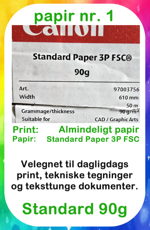 Papir nr. 1 – Standard 90 g og rulleetiket