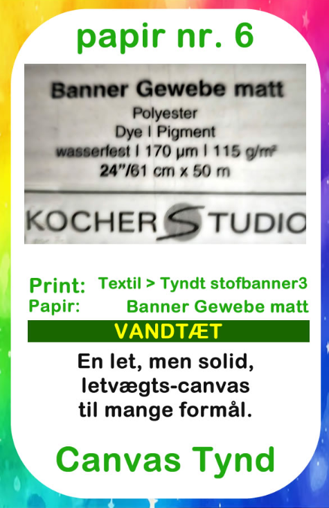 Papir nr. 6 – Canvas tynd 115 g og rulleetiket